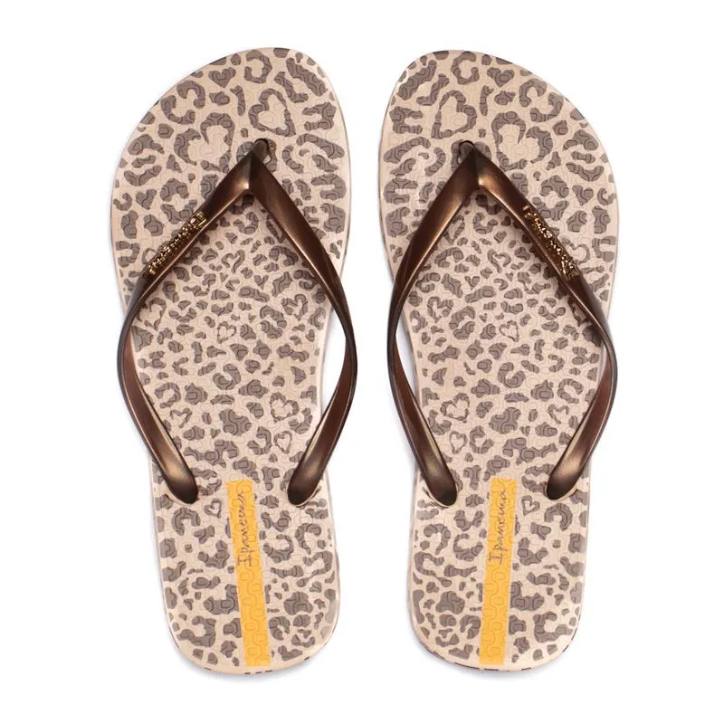 Chinelo Feminino Grendene Ipanema Animal Chic Bege/marrom - 33