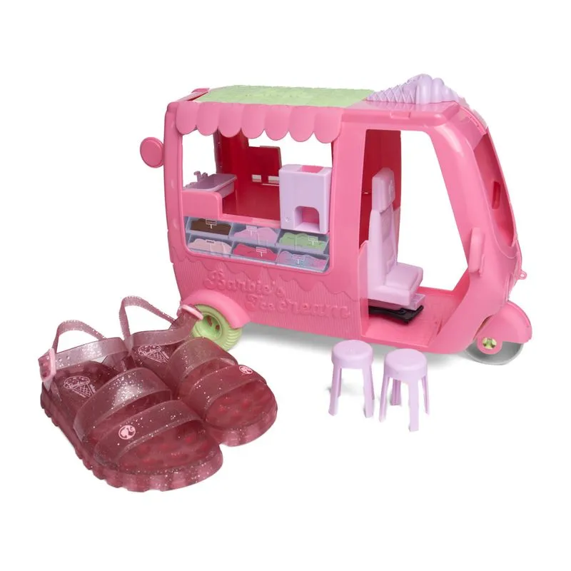Sandália Infantil Grendene Barbie Sorveteria Rosa Glitter - 29
