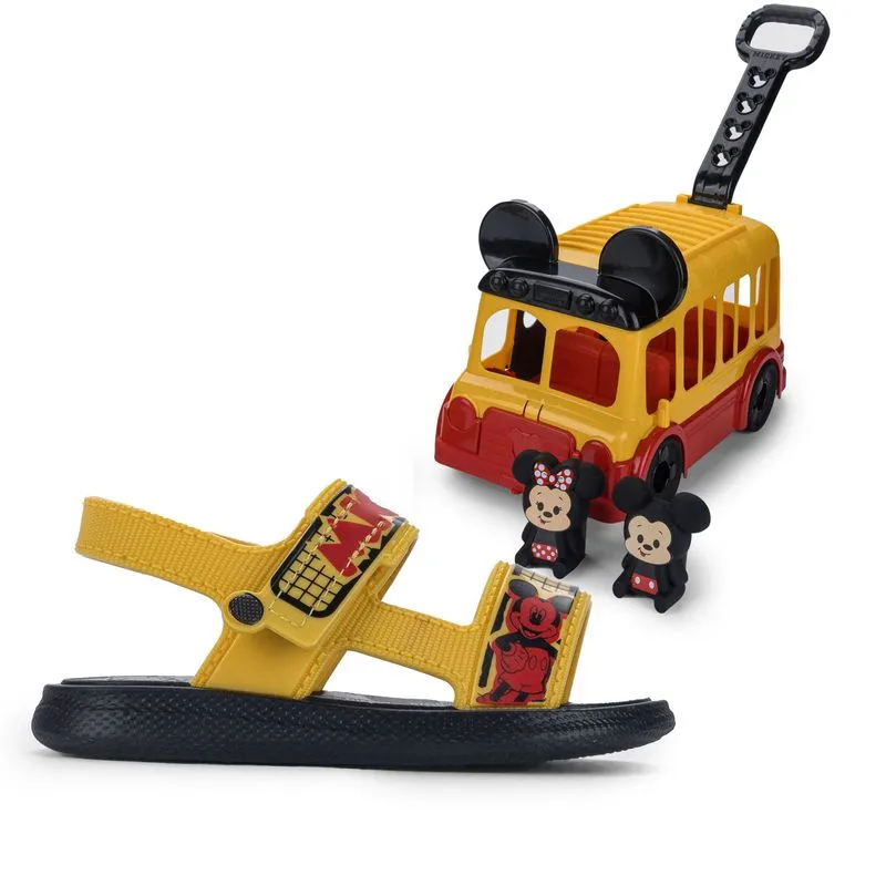 Sandália Papete Infantil Grendene Kids Preta Mickey Com Carrinho PRETO/AMARELO - 17