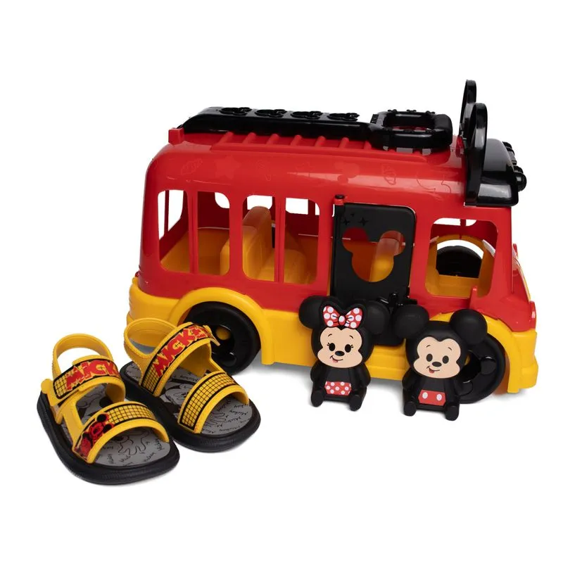 Sandália Infantil Grendene Baby Mickey Tiras Preto/Amarelo - 23