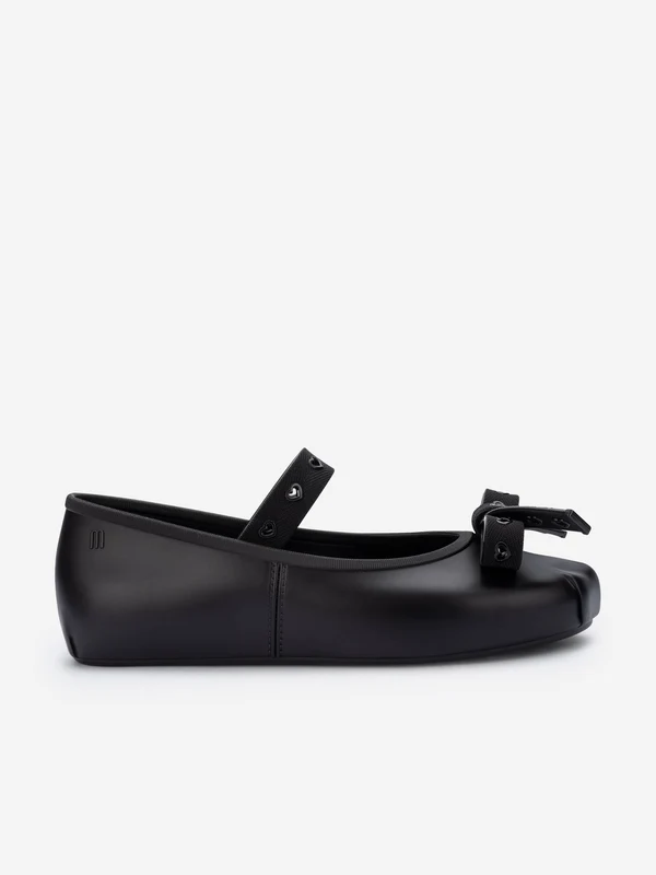 Mini Melissa Girls Sophie Crush Ballerinas in Black Black / EU 30 UK 11