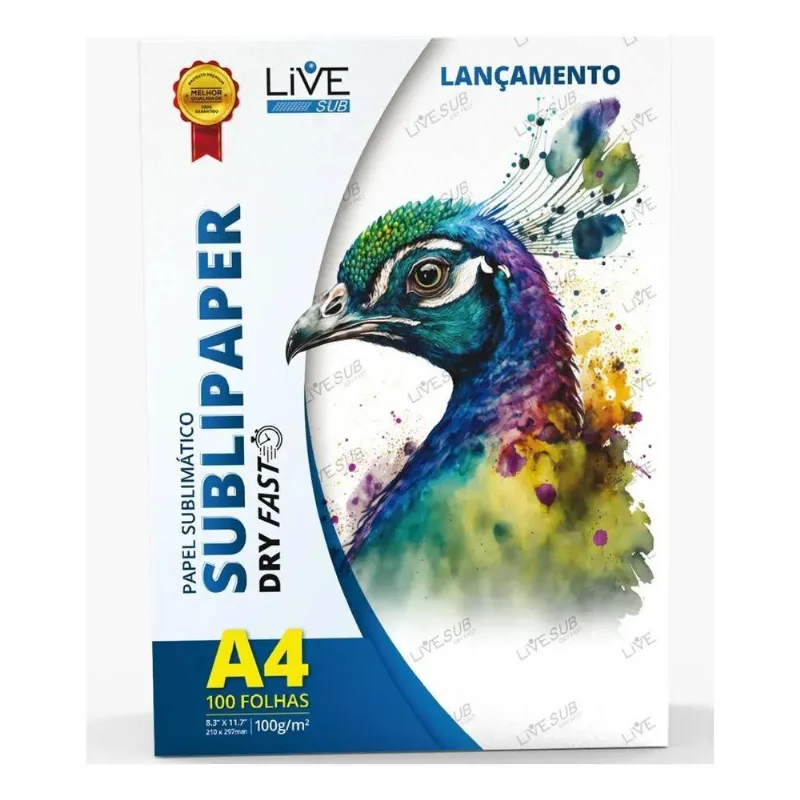10x Papel Livesub Sublimático Dry Fast A4 100 Folhas 100g