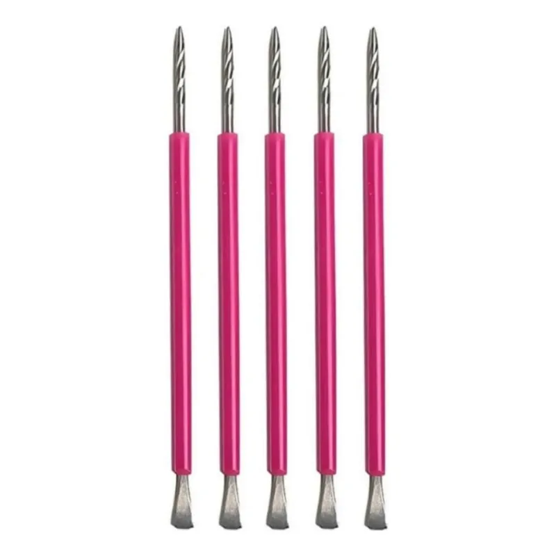 Kit 5 Palito Duplo Cutícula Manicure Pedicure Silicone Inox