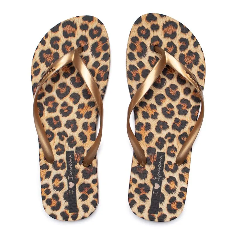 Chinelo Feminino Ipanema Trendy Tiras Oncinha Dourado/Preto - 37