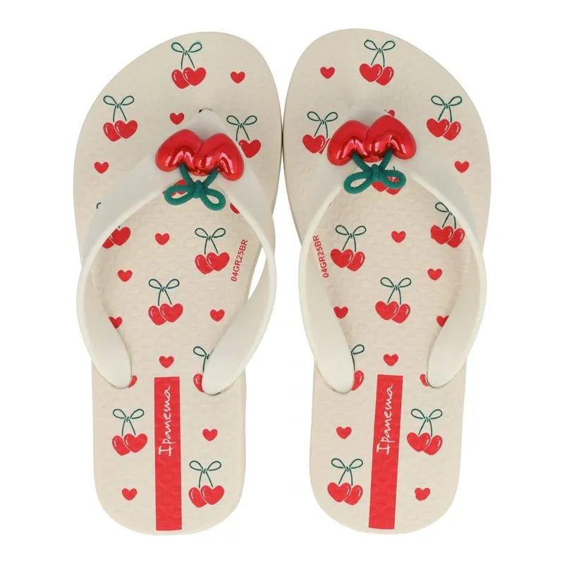 Chinelo Ipanema Bege Tiras Peroladas Enfeite Metalizado BEGE/BEGE/VERMELHO - 25