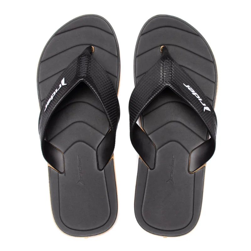 Chinelo Masculino Rider Pulse Tira Dedo Anatômico Preto/Bege - 39