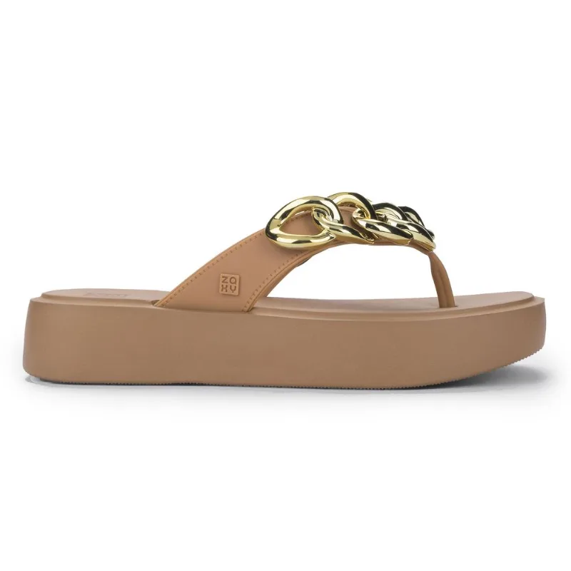 Tamanco Plataforma Feminino de Dedo Zaxy Link Bege 36