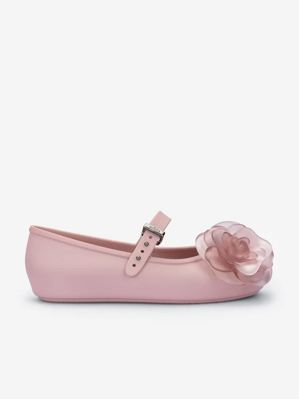 Mini Melissa Girls Soft Petals Ballerinas in Pink Pink / EU 19 - 20 UK 4