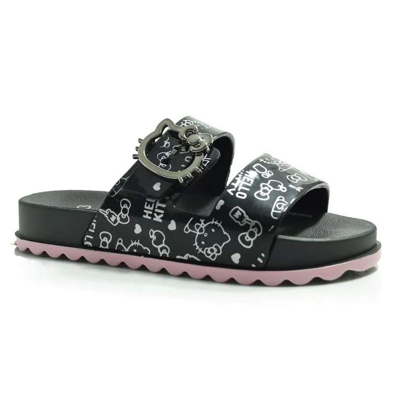 Sandália Flat Infantil Grendene Hello Kitty Summer Preto 23280 28