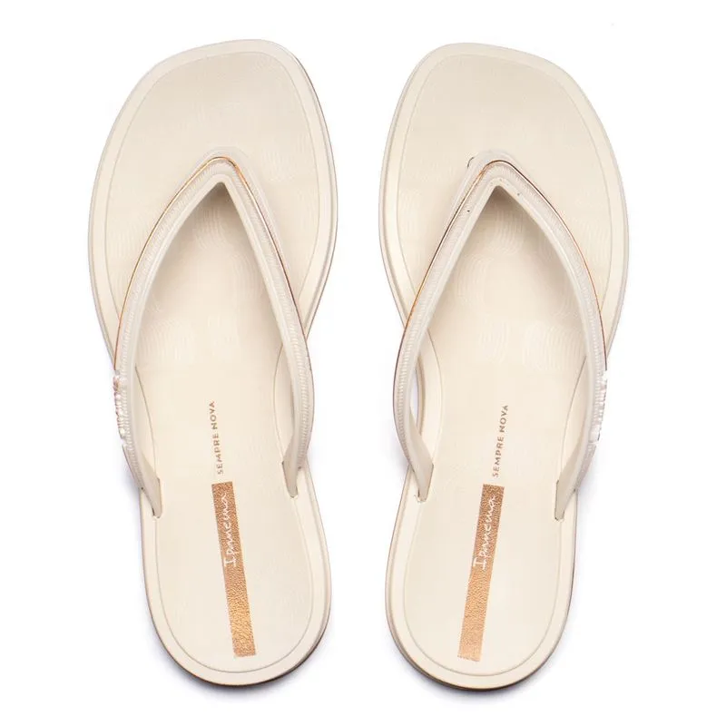 Chinelo Feminino Ipanema Glow Metalizado Bege/Dourado - 33