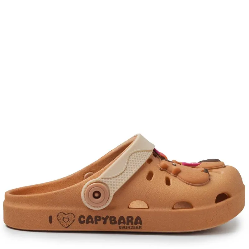 Babuche Infantil Grendene Feminina Capivara Hype 23455 BV080 MARROM/BEGE 34