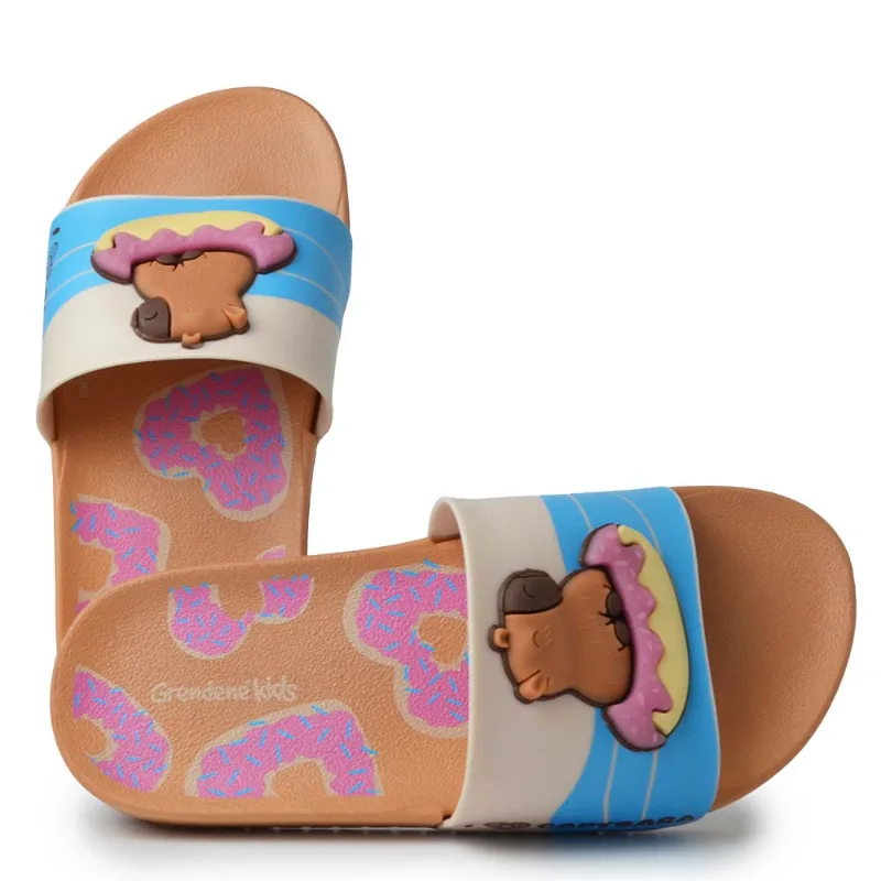 Chinelo Infantil Grendene Feminino Capivara 25 Mania 23454 BV148 MARROM/BEGE 34