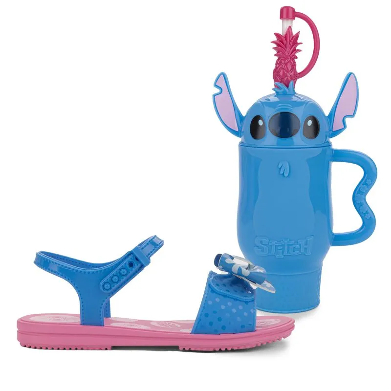 Sandália Grendene Kids Disney Fun Stitch Com Copo Plástico Infantil Azul 25