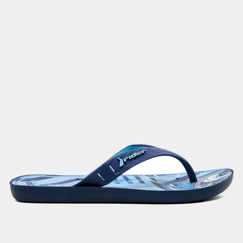 Chinelo Juvenil Rider Street Joy - Menino - Azul+Cinza