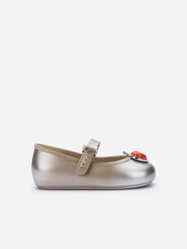 Mini Melissa Girls Soft Ballerina Princess Shoes in Gold Gold / EU 22 - 23 UK 6
