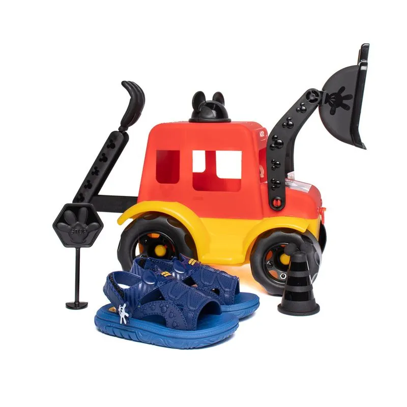 Sandália Infantil Disney Baby Mickey Construção Azul/Amarelo - 23