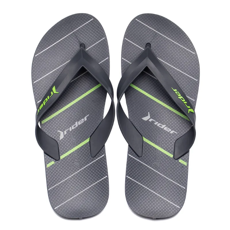 Chinelo Masculino Rider Feel Urban Tiras Cinza Escuro/Verde - 39
