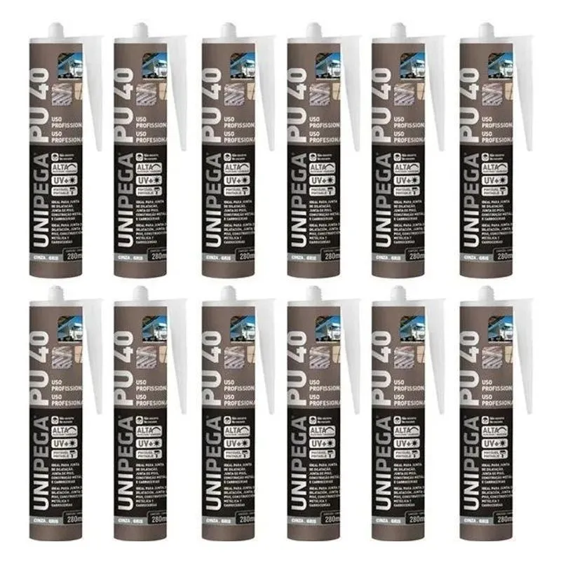 2x Kit 12 Silicone Pu40 Adesivo Selante Poliuretano Cinza 40