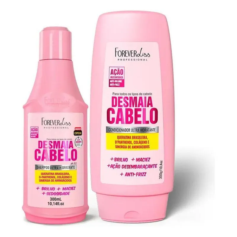 2x Kit Desmaia Cabelo Shampoo E Condicionador Forever Liss