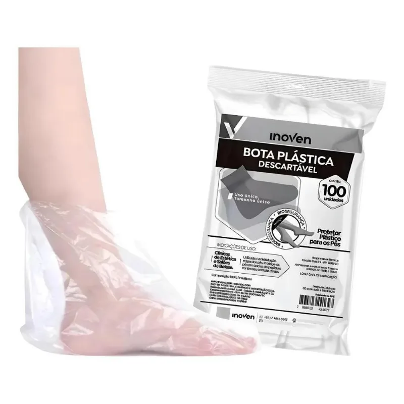 2x Bota Plásticas Descartável 100un Sapatilha Pedicure Inove