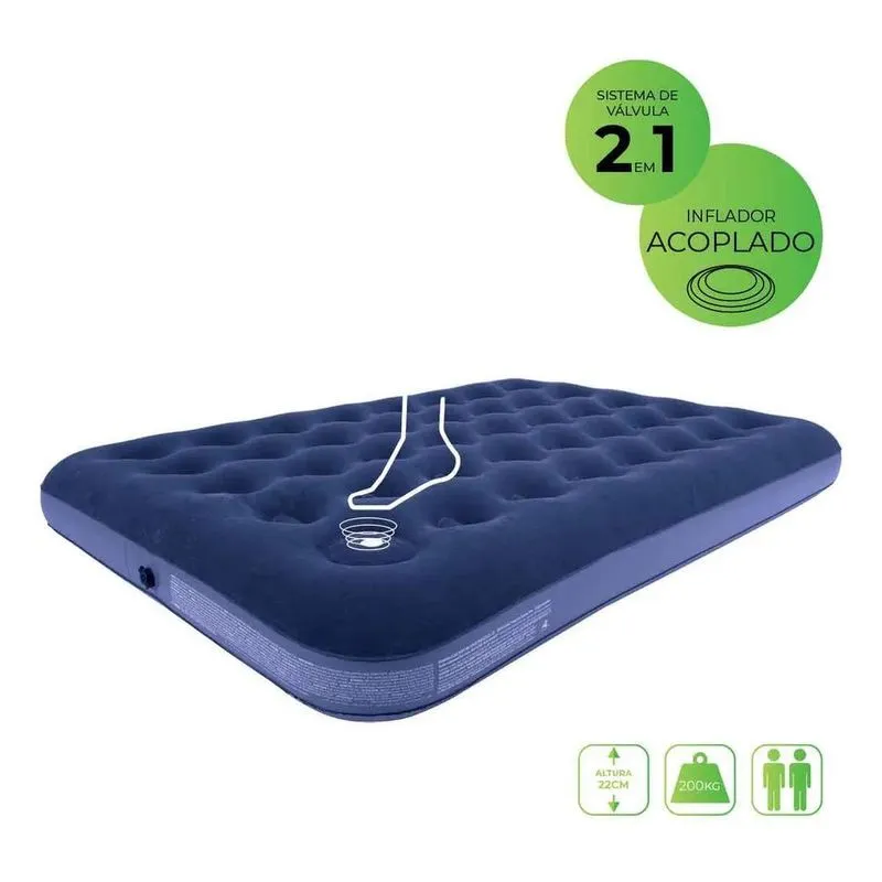 5x Colchão Inflável Casal Acampamento Inflador Acoplado O2fl