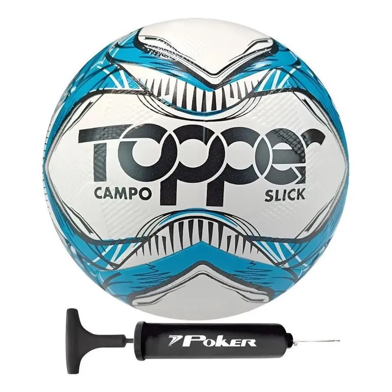 Bola Futebol Campo Topper Slick Fusionada + Bomba De Azul