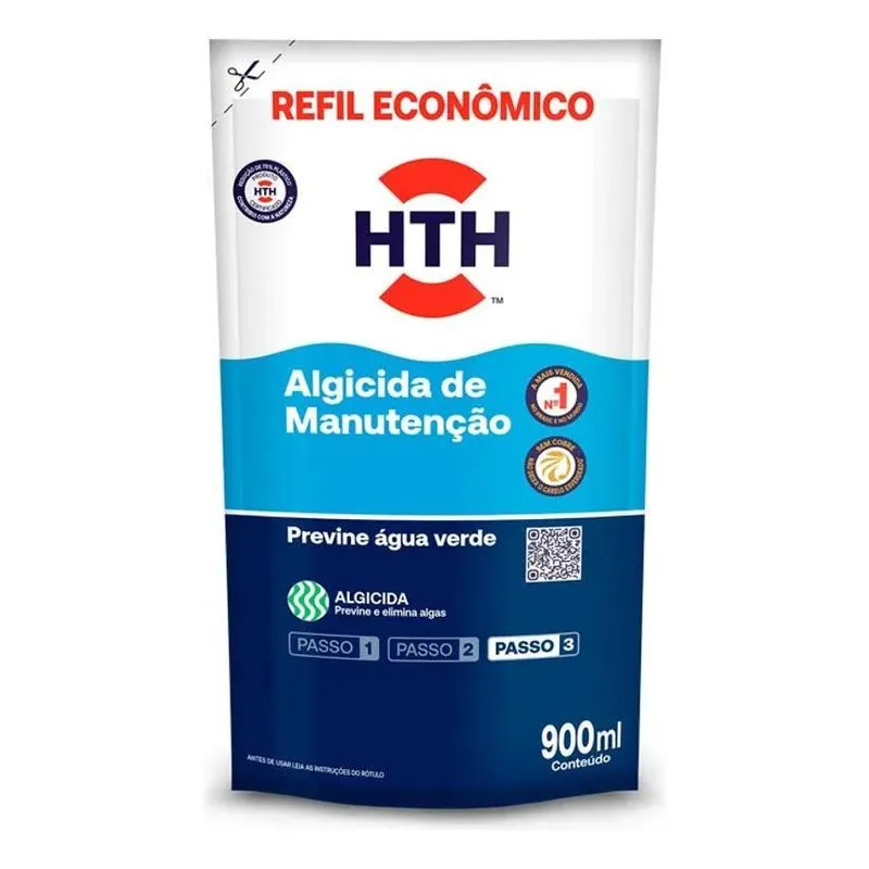 3x Algicida Manutenção Hth Refil 900ml