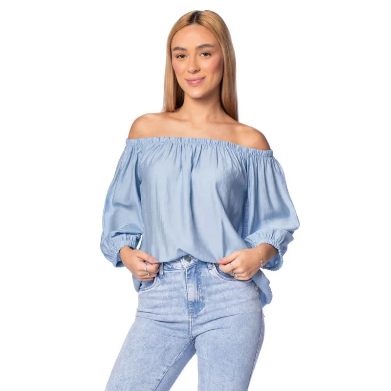 Blusa Feminina Biamar Ombro A Ombro Azul Claro - U