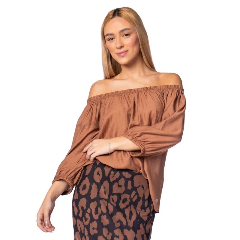 Blusa Feminina Biamar Ombro A Ombro Marrom - U