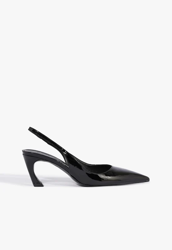 Lexi Sling Mid Pump 7 / Black / Patent Leather