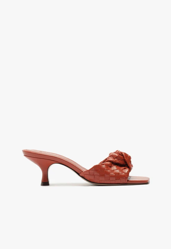 Kareena Knot Mule Sandal 6.5 / Orange / Leather