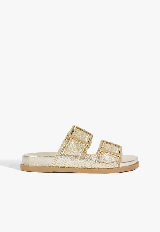 Lupita Buckle Sporty Sandal 10 / Gold / Metallic Synthetic