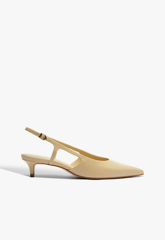 Boris Kitten Leather Pump 9.5 / Beige / Leather