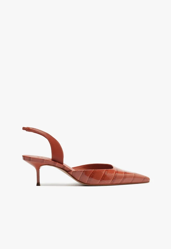 Paola Mid Sling Pump 7 / Orange / Croc