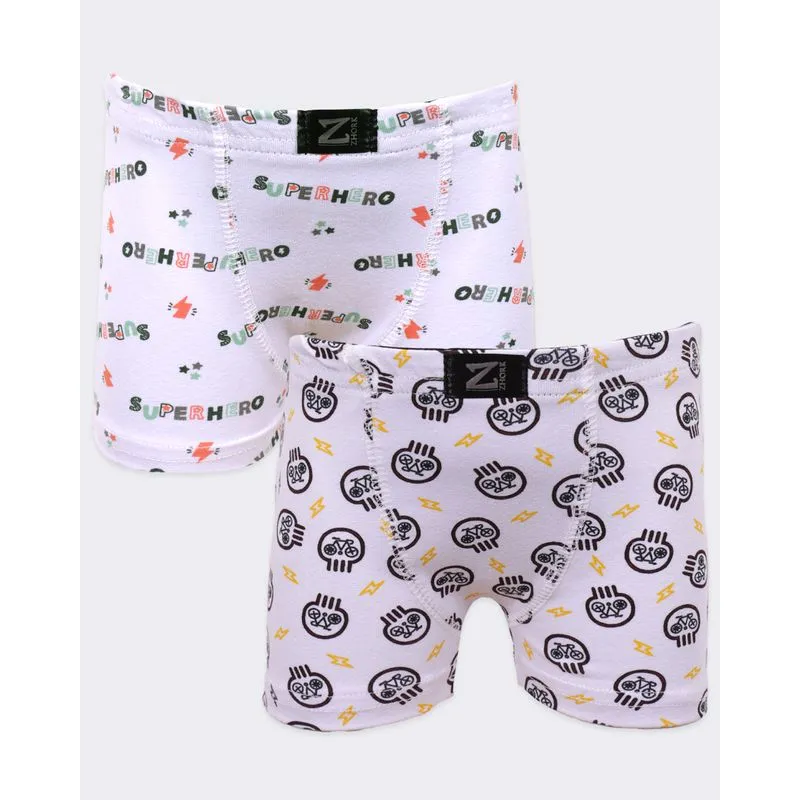 Kit 2 Cuecas Infantil Boxer Sortida Branca Cinza 8