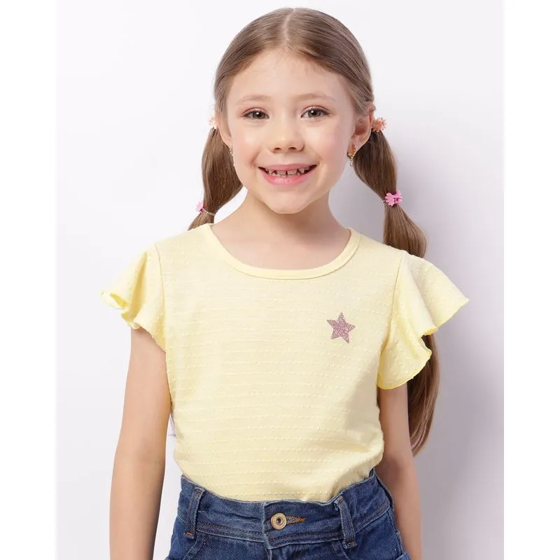 Blusa Infantil Texturizada Aplicação Estrela Manga Amarela 10