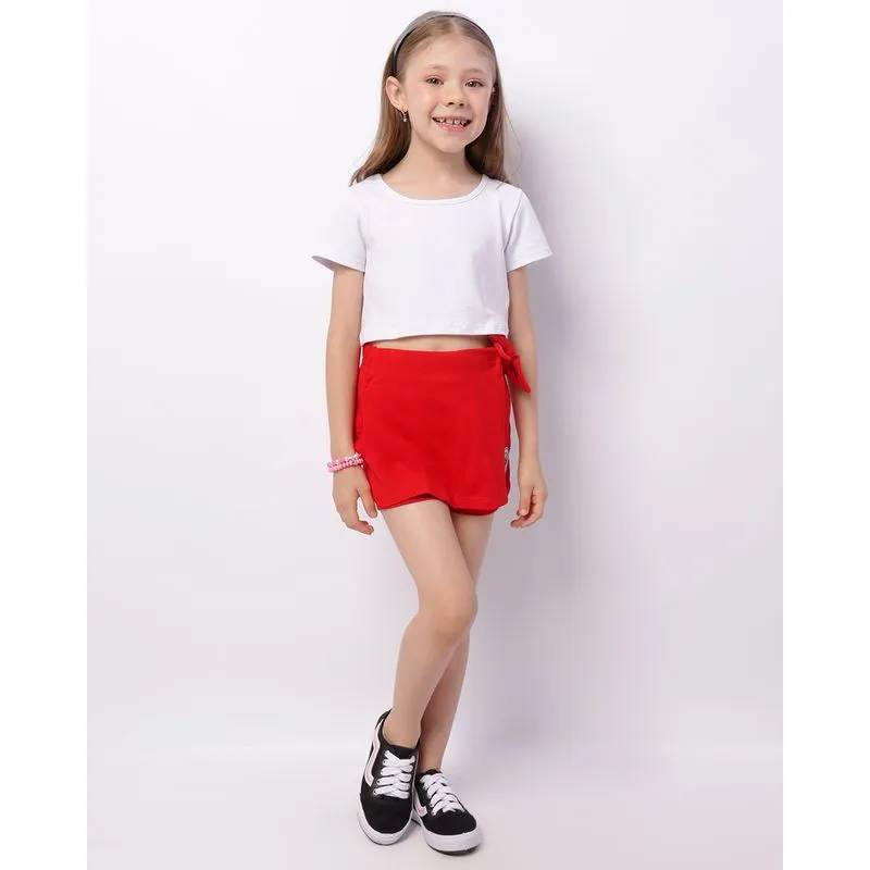 Short Saia Infantil Disney Aplicação Minnie Curto Vermelho 6