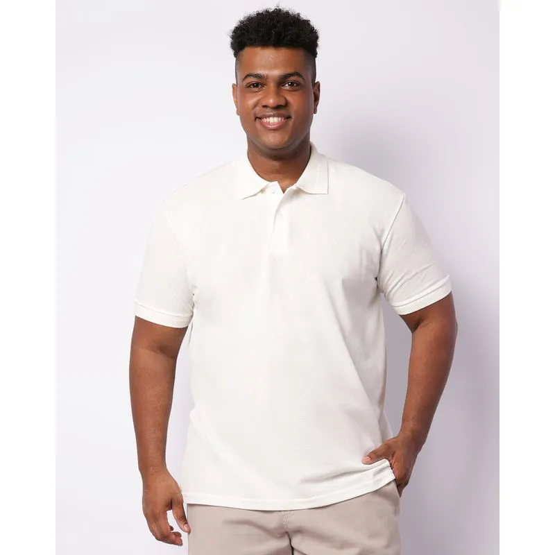Camisa Polo Plus Size Masculina Piquet Off White G1