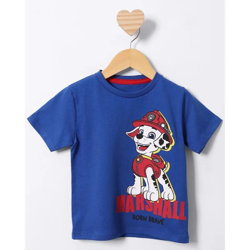 Camiseta Bebê Patrulha Canina Marshall Manga Curta Azul 1