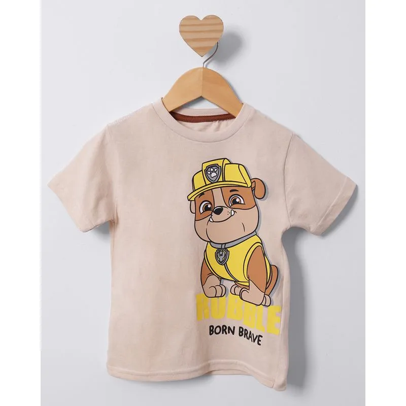 Camiseta Bebê Patrulha Canina Rublle Manga Curta Bege 2