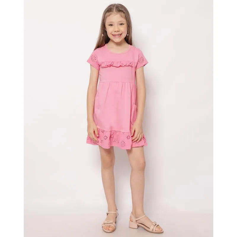 Vestido Infantil Curto Laise + Bolsinha de Brinde Rosa 8