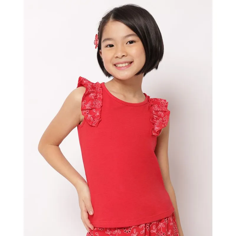 Blusa Infantil Manga Curta Laise Estampa Vermelha 4