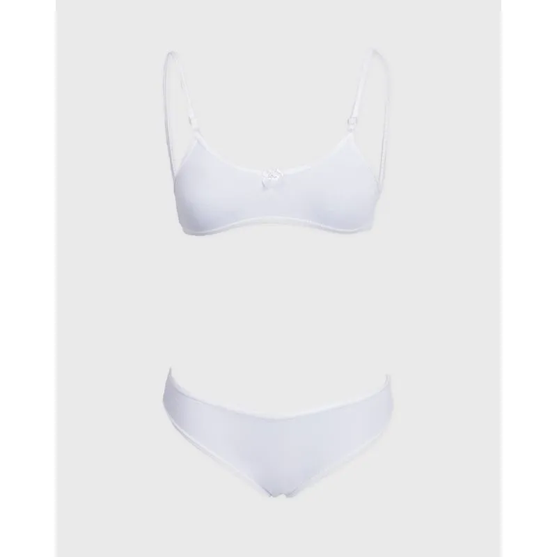 Conjunto Lingerie Juvenil Sutiã Sem Bojo e Calcinha Biquíni Branco 14