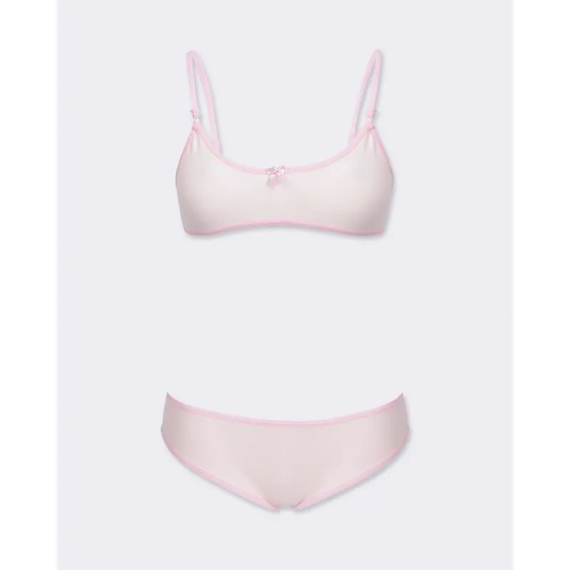 Conjunto Lingerie Juvenil Sutiã Sem Bojo e Calcinha Biquíni Rosa 14