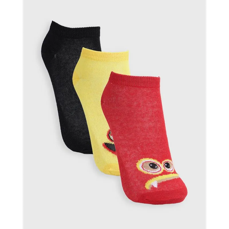 Kit 3 Pares Meias Infantil Sapatilha Vermelho Preto Amarelo 22 A 25