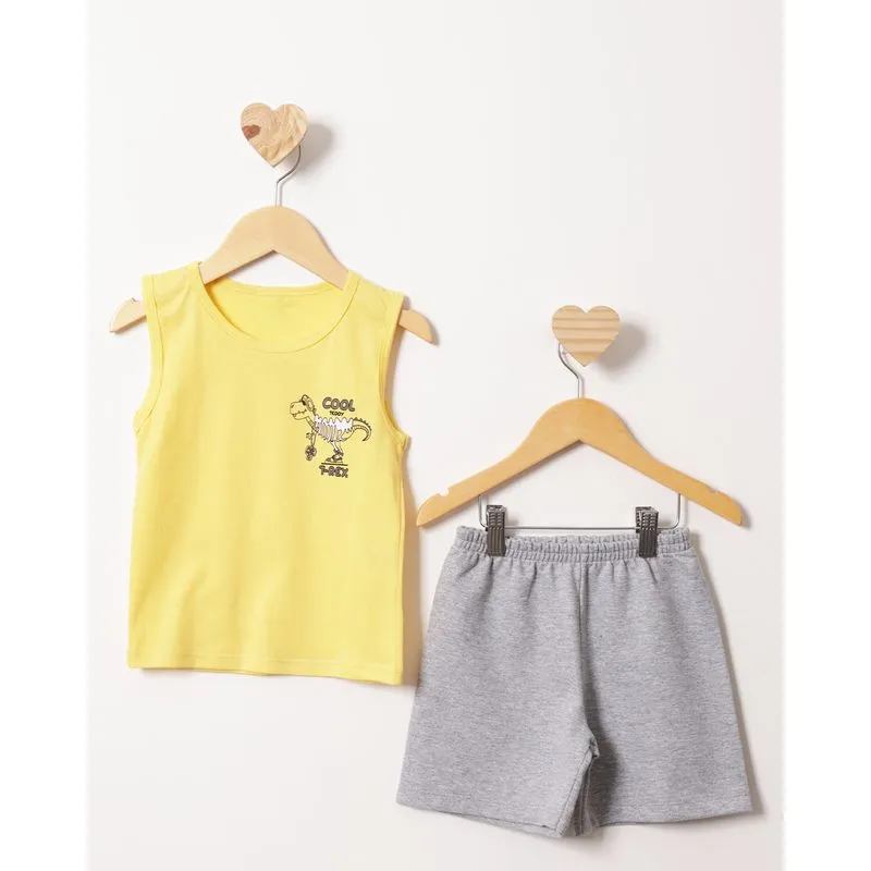 Conjunto Regata Estampa Dinossauro Amarelo 1