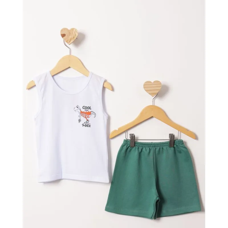 Conjunto Regata Estampa Dinossauro Branco 2