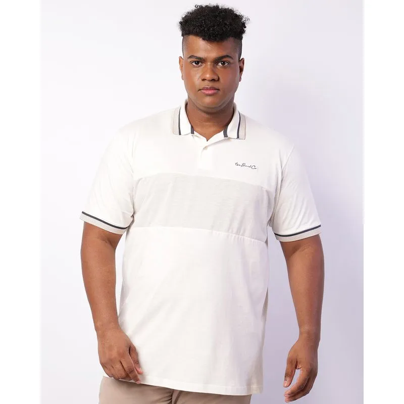 Camisa Polo Masculina Bordado E Recortes Manga Curta Off White G3