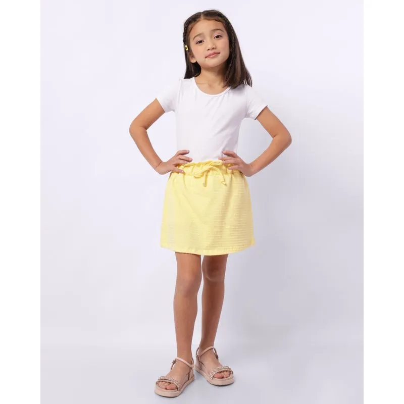 Short Saia Infantil Texturizado com Elástico Amarelo 10