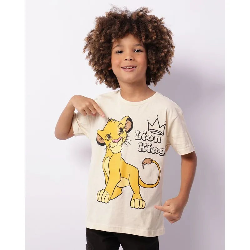 Camiseta Infantil Disney O Rei Leão Manga Curta Bege 4